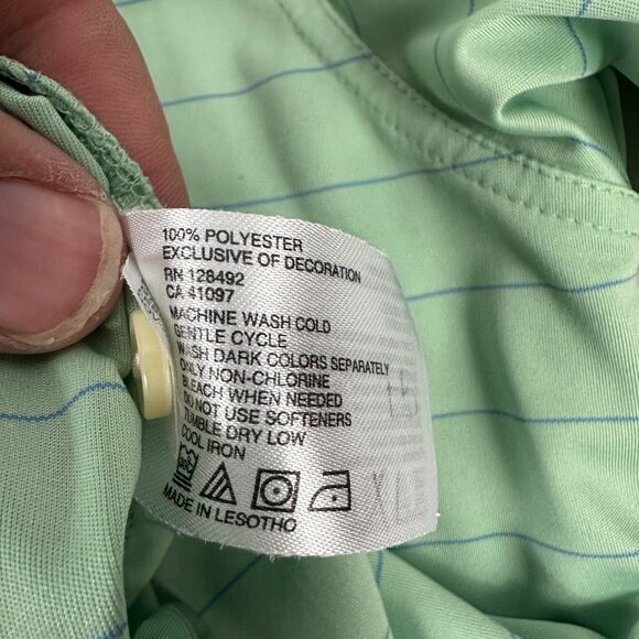 Greg Norman ML75 Mens Size XL Play Dry Polo Shirt Light Green Stripe - Picture 6 of 6